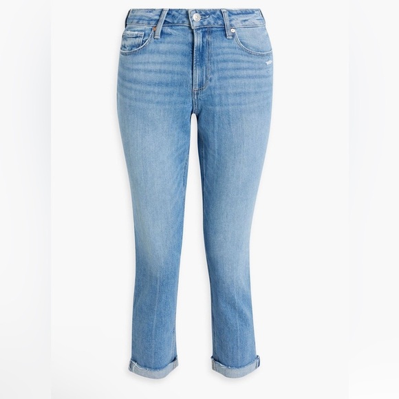 PAIGE Women's Brigitte with Raw Hem Cuff Mid Rise Straight Leg Jeans - Picture 1 of 4